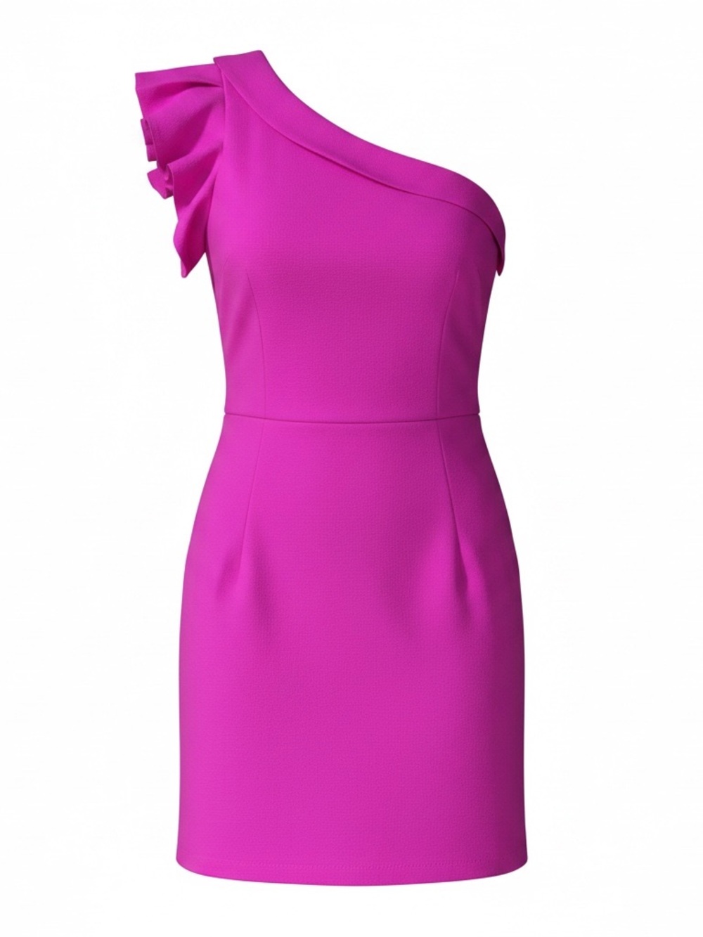 Greylin Hot Pink Shoulder Ruffle Cocktail Dress size small